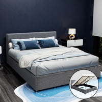 Bed Frame Queen Size Gas Lift Grey NINO