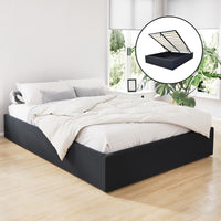 Bed Frame Double Size Gas Lift Base Charcoal TOKI