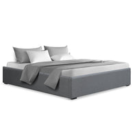 Bed Frame Double Size Gas Lift Base Grey TOKI