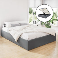 Bed Frame Double Size Gas Lift Base Grey TOKI