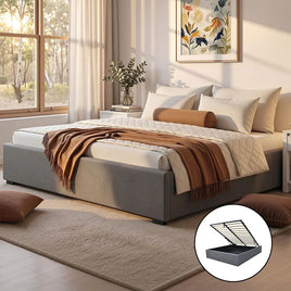 Artiss Bed Frame King Size Gas Lift Base Grey TOKI