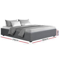 Bed Frame King Size Gas Lift Base Grey TOKI