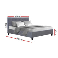 Bed Frame Double Size Grey VANKE