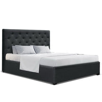 Bed Frame Double Size Gas Lift Charcoal VILA