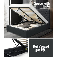 Bed Frame Double Size Gas Lift Charcoal VILA