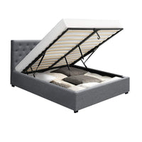 Bed Frame Double Size Gas Lift Grey VILA