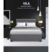 Bed Frame Double Size Gas Lift Grey VILA