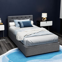 Bed Frame King Single Size Gas Lift Grey VILA