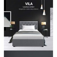 Bed Frame King Single Size Gas Lift Grey VILA