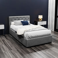 Bed Frame King Single Size Gas Lift Grey VILA