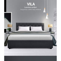 Bed Frame Queen Size Gas Lift Charcoal VILA