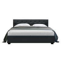 Bed Frame Queen Size Gas Lift Charcoal VILA