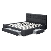 Bed Frame King Size with 4 Drawers Charcoal AVIO