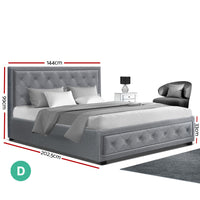 Bed Frame Double Size Gas Lift Grey TIYO