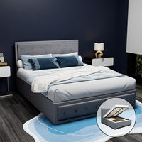 Bed Frame Double Size Gas Lift Grey TIYO