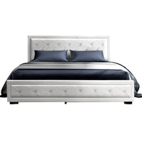 Bed Frame Double Size Gas Lift White TIYO