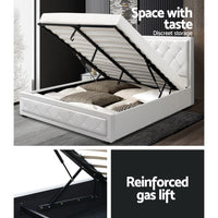 Bed Frame Double Size Gas Lift White TIYO