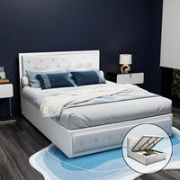 Bed Frame Double Size Gas Lift White TIYO