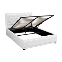 Bed Frame Double Size Gas Lift White TIYO