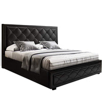 Bed Frame Double Size Gas Lift Black TIYO