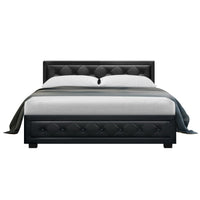 Bed Frame Double Size Gas Lift Black TIYO