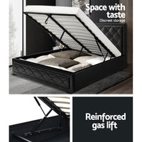 Bed Frame Double Size Gas Lift Black TIYO