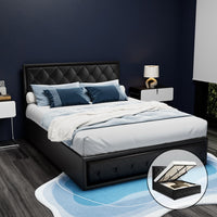 Bed Frame Double Size Gas Lift Black TIYO