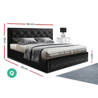 Bed Frame Queen Size Gas Lift Black TIYO