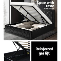 Bed Frame Queen Size Gas Lift Black TIYO