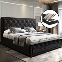 Bed Frame King Size Gas Lift Black TIYO