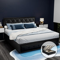 Bed Frame King Size Gas Lift Black TIYO