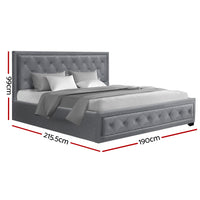 Bed Frame King Size Gas Lift Grey TIYO