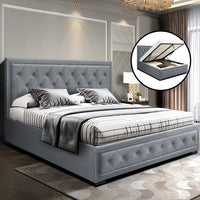 Bed Frame King Size Gas Lift Grey TIYO