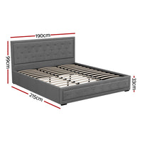 Bed Frame King Size Gas Lift Grey TIYO