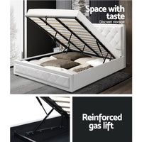 Bed Frame King Size Gas Lift White TIYO