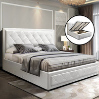 Bed Frame King Size Gas Lift White TIYO