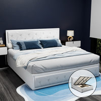 Bed Frame King Size Gas Lift White TIYO