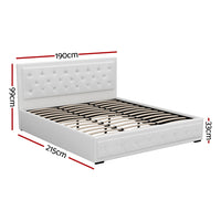 Bed Frame King Size Gas Lift White TIYO