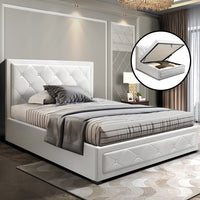 Bed Frame King Single Size Gas Lift White TIYO