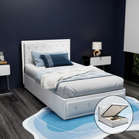 Bed Frame King Single Size Gas Lift White TIYO