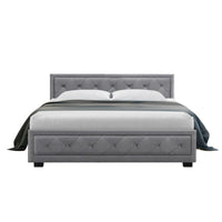 Bed Frame Queen Size Gas Lift Grey TIYO