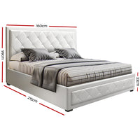 Bed Frame Queen Size Gas Lift White TIYO