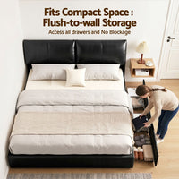 Artiss King Bed Frame Gas Lift Storage 3 Drawers Adjustable Headboard Platform Bed Black