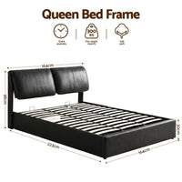 Artiss Queen Bed Frame Gas Lift Storage 3 Drawers Adjustable Headboard Platform Bed Black