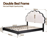 Artiss Double Bed Frame with Adjustable Shell Headboard and PVC Upholstery