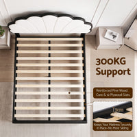 Artiss Double Bed Frame with Adjustable Shell Headboard and PVC Upholstery