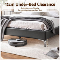 Artiss Queen Bed Frame with Adjustable Shell Headboard and PVC Upholstery