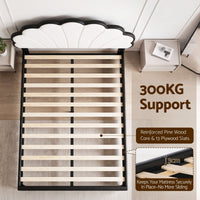 Artiss Queen Bed Frame with Adjustable Shell Headboard and PVC Upholstery