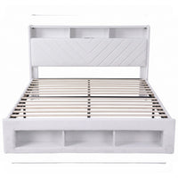 Artiss King Bed Frame with Storage, Charging Station & LED, White