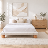 Artiss Boucle Queen Bed Frame and Chest of 6 Drawers Bedroom Set
